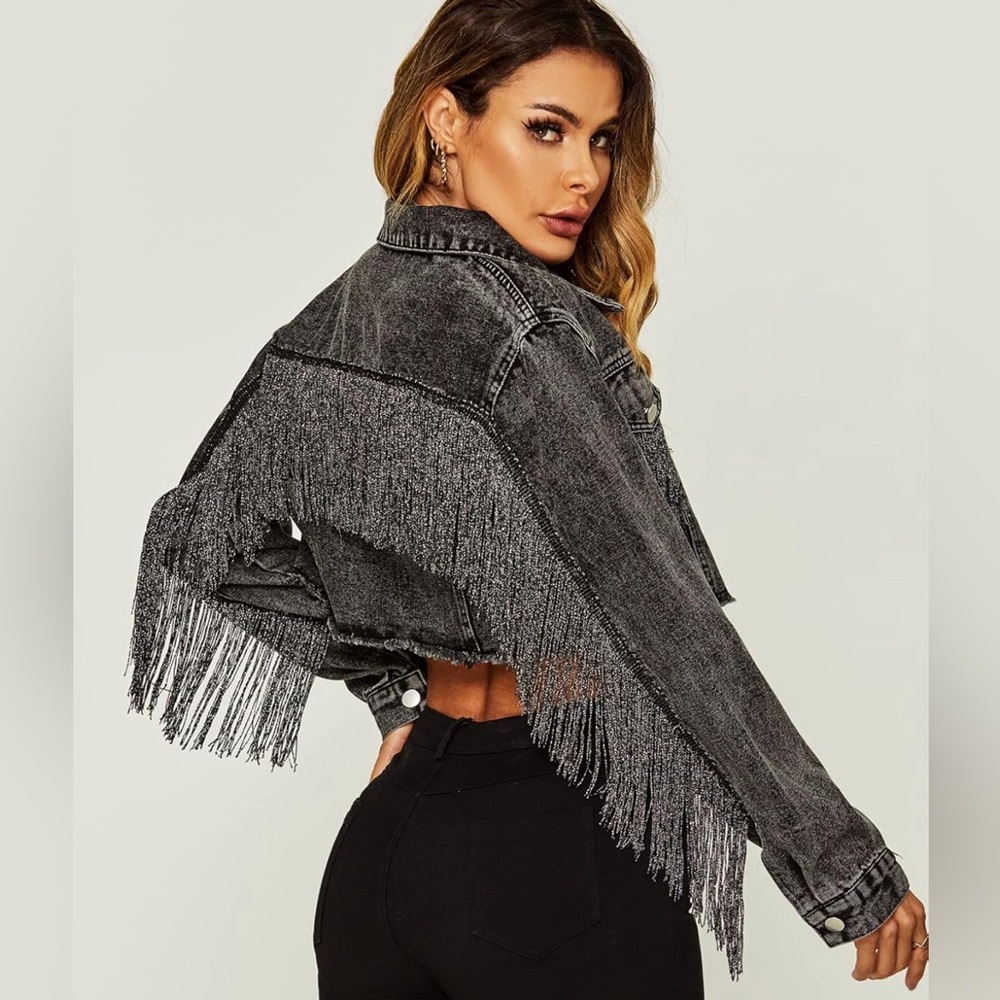 Black Denim Cropped Jacket